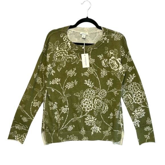 Sundance Floral Long Sleeve Sweater NWT Women's Sz XS Green Boho Cottage Chic - Picture 1 of 7